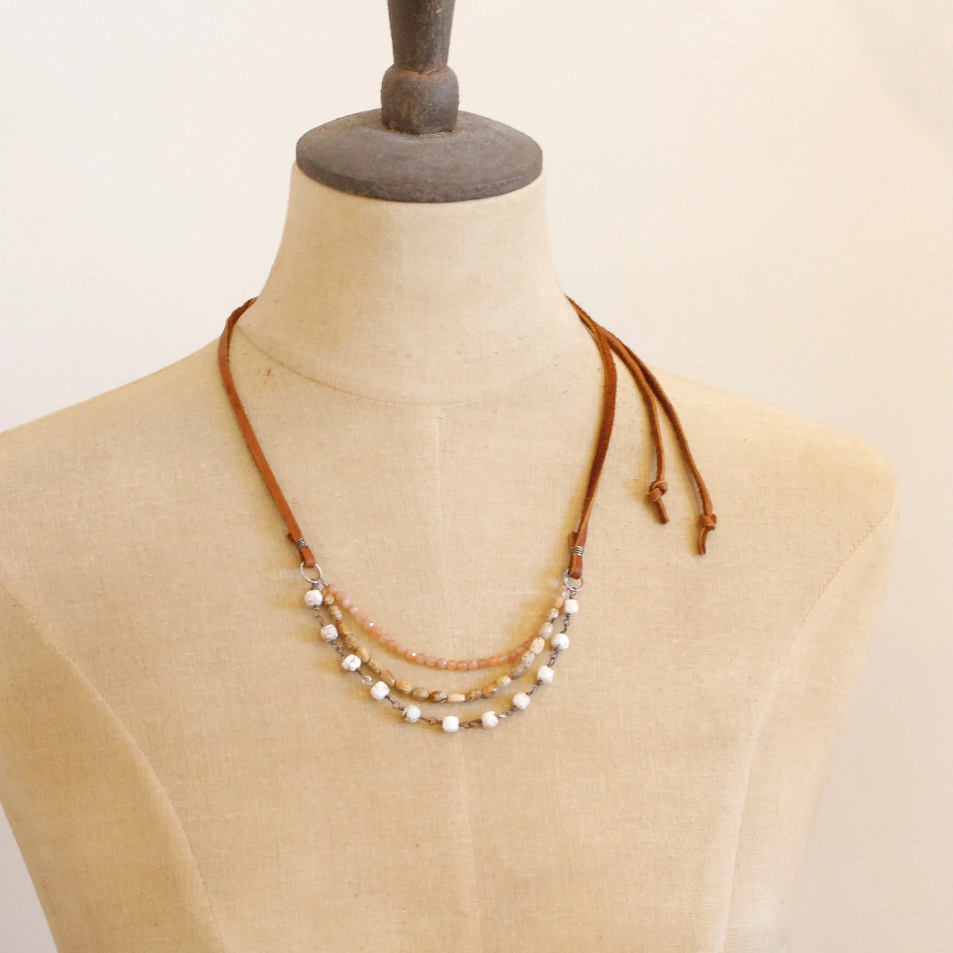 Layered Desert Leather Necklace