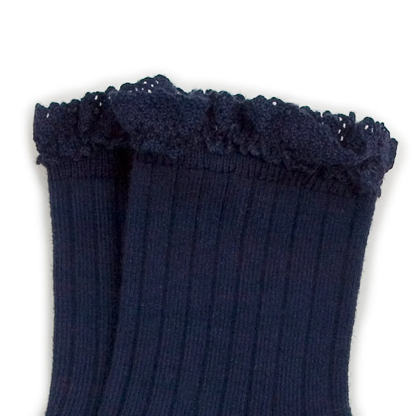 Lili - Lace Trim Ribbed Ankle Socks - 044 Nuit Etoile