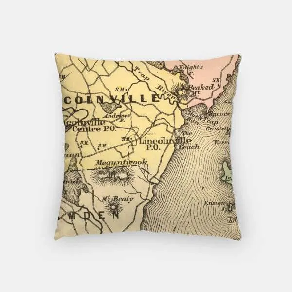 Lincolnville, Maine city skyline with vintage Lincolnville map