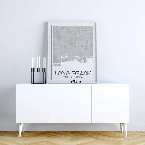 Long Beach, California road map and skyline | Handshake