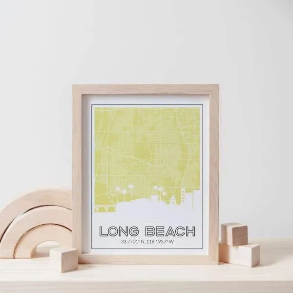 Long Beach, California road map and skyline | Handshake