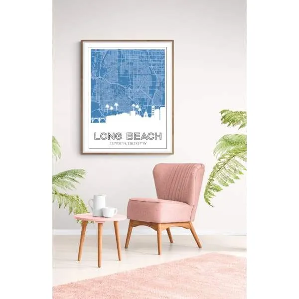 Long Beach, California road map and skyline | Handshake