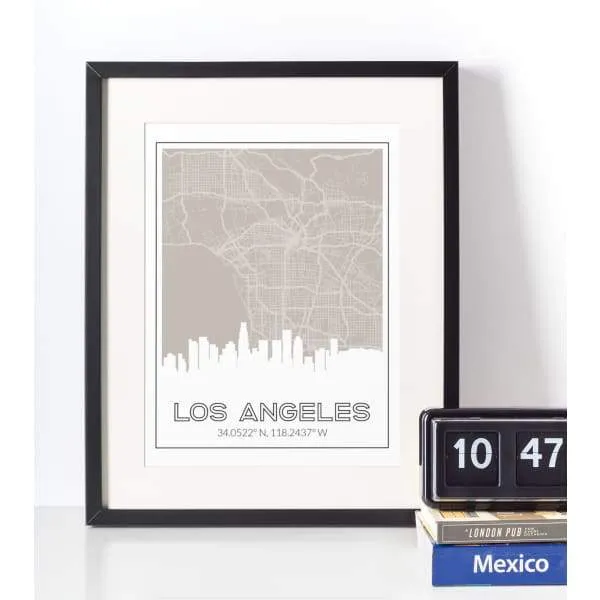Los Angeles, California skyline and map | Handshake