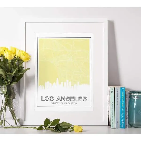 Los Angeles, California skyline and map | Handshake