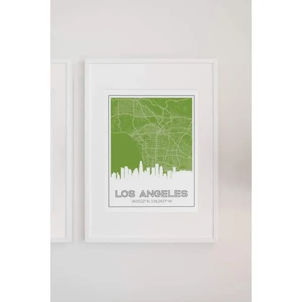 Los Angeles, California skyline and map | Handshake