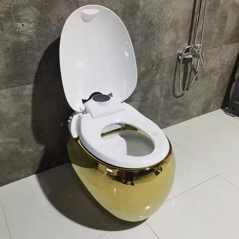 Luxury Intelligent Toilet Seat Commode  Gold Futuristic Design Gold Electroplated