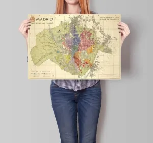 Madrid City Map Wall Print| Framed Map Wall Decor