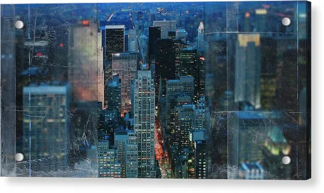 Manhattan At Night - Acrylic Print