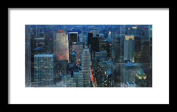 Manhattan At Night - Framed Print
