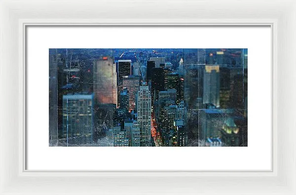 Manhattan At Night - Framed Print