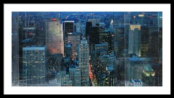 Manhattan At Night - Framed Print