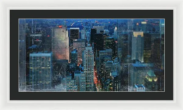 Manhattan At Night - Framed Print
