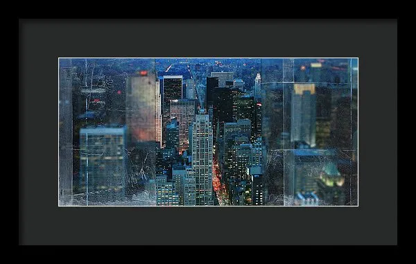 Manhattan At Night - Framed Print