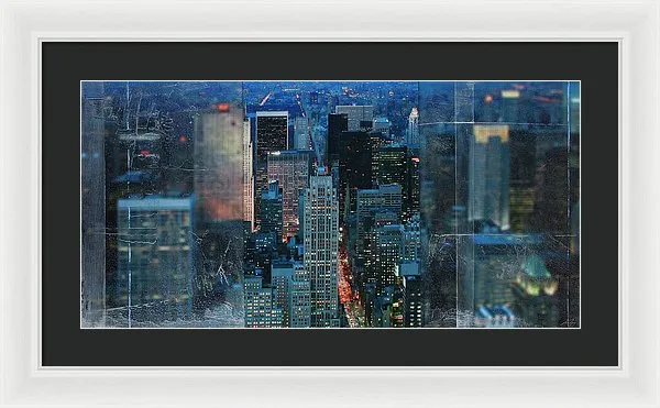 Manhattan At Night - Framed Print
