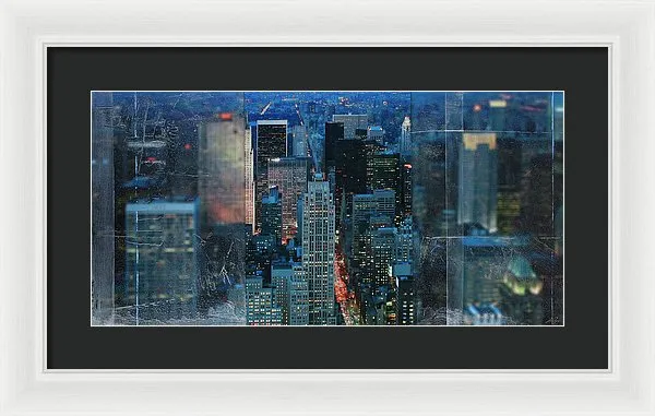 Manhattan At Night - Framed Print