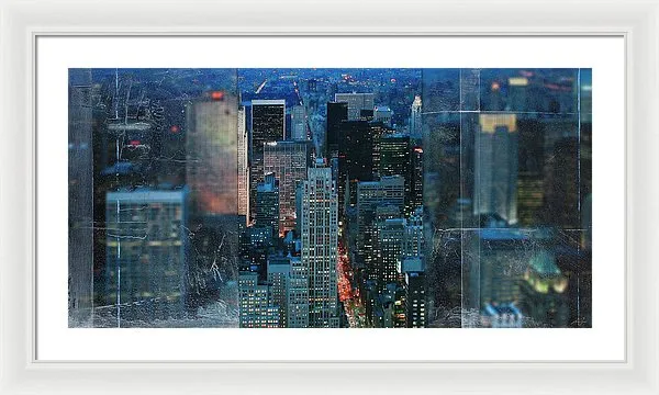 Manhattan At Night - Framed Print