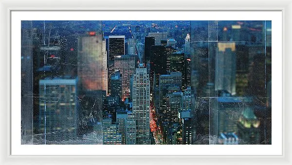 Manhattan At Night - Framed Print