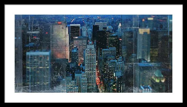 Manhattan At Night - Framed Print