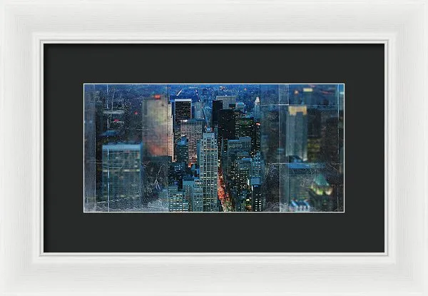 Manhattan At Night - Framed Print