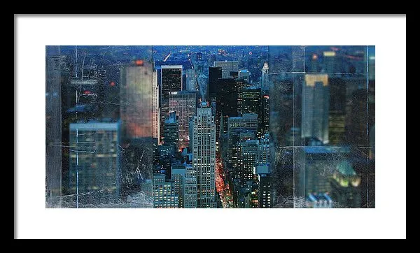 Manhattan At Night - Framed Print