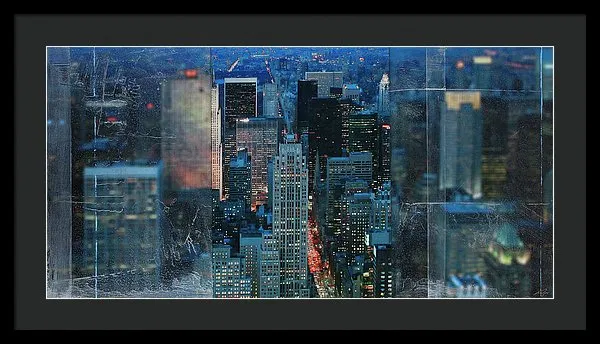 Manhattan At Night - Framed Print