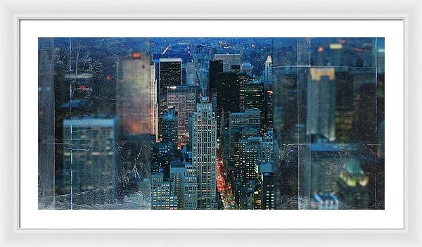 Manhattan At Night - Framed Print