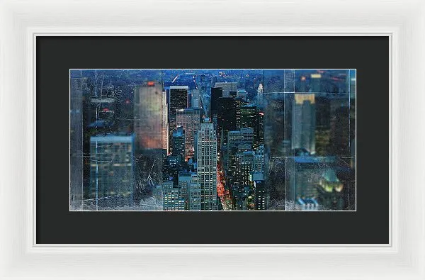 Manhattan At Night - Framed Print