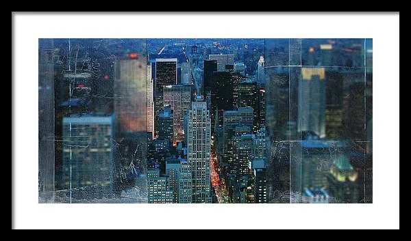 Manhattan At Night - Framed Print