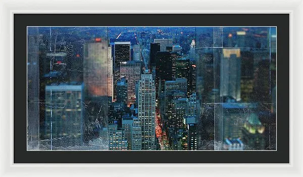 Manhattan At Night - Framed Print