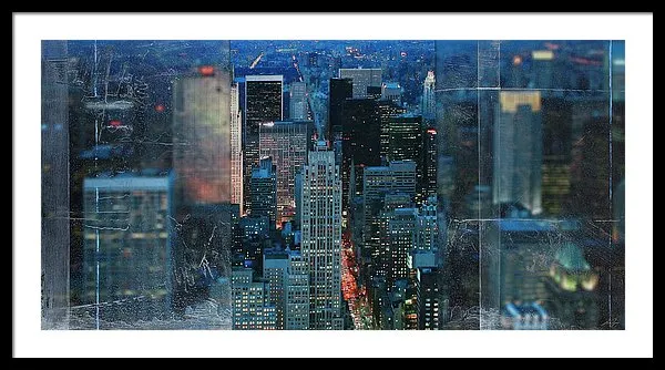 Manhattan At Night - Framed Print