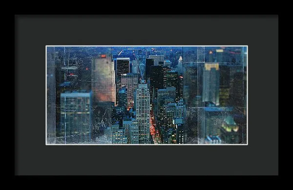 Manhattan At Night - Framed Print