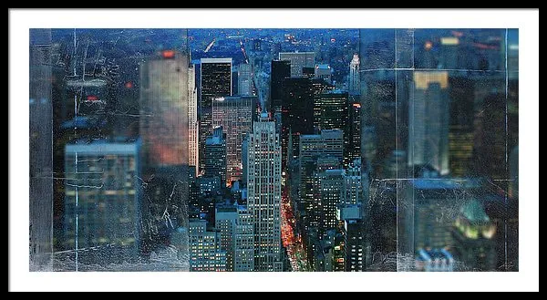 Manhattan At Night - Framed Print