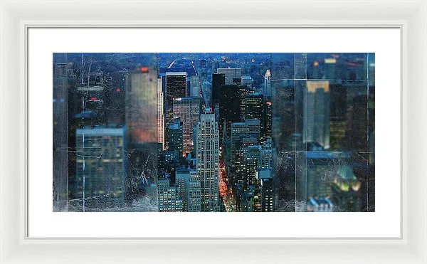 Manhattan At Night - Framed Print
