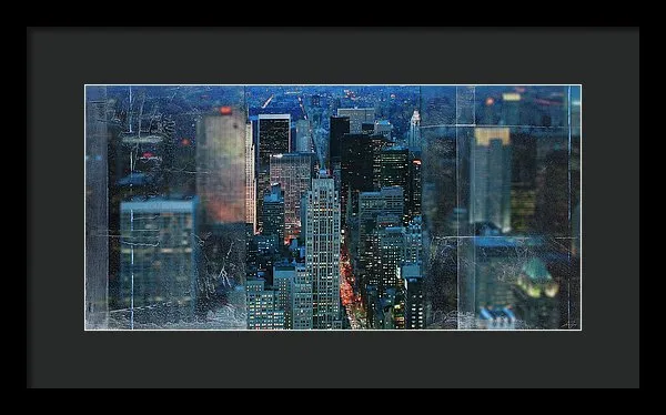 Manhattan At Night - Framed Print