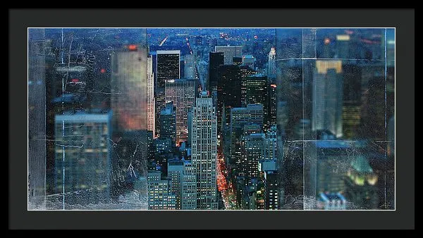 Manhattan At Night - Framed Print