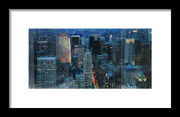 Manhattan At Night - Framed Print