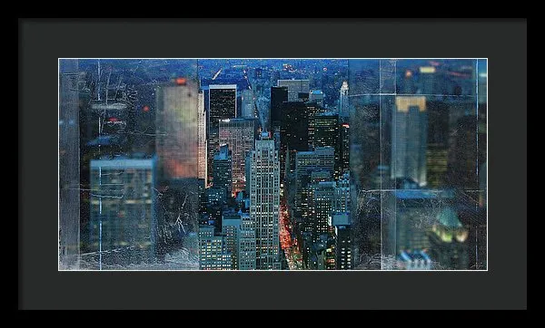 Manhattan At Night - Framed Print