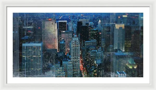Manhattan At Night - Framed Print