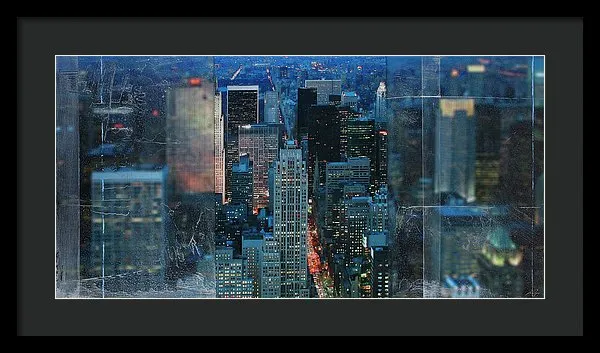 Manhattan At Night - Framed Print