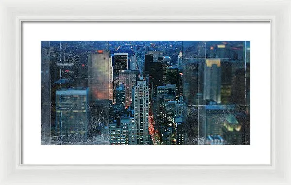 Manhattan At Night - Framed Print