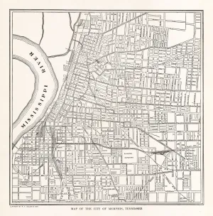 Map of The City of Memphis, Tennessee