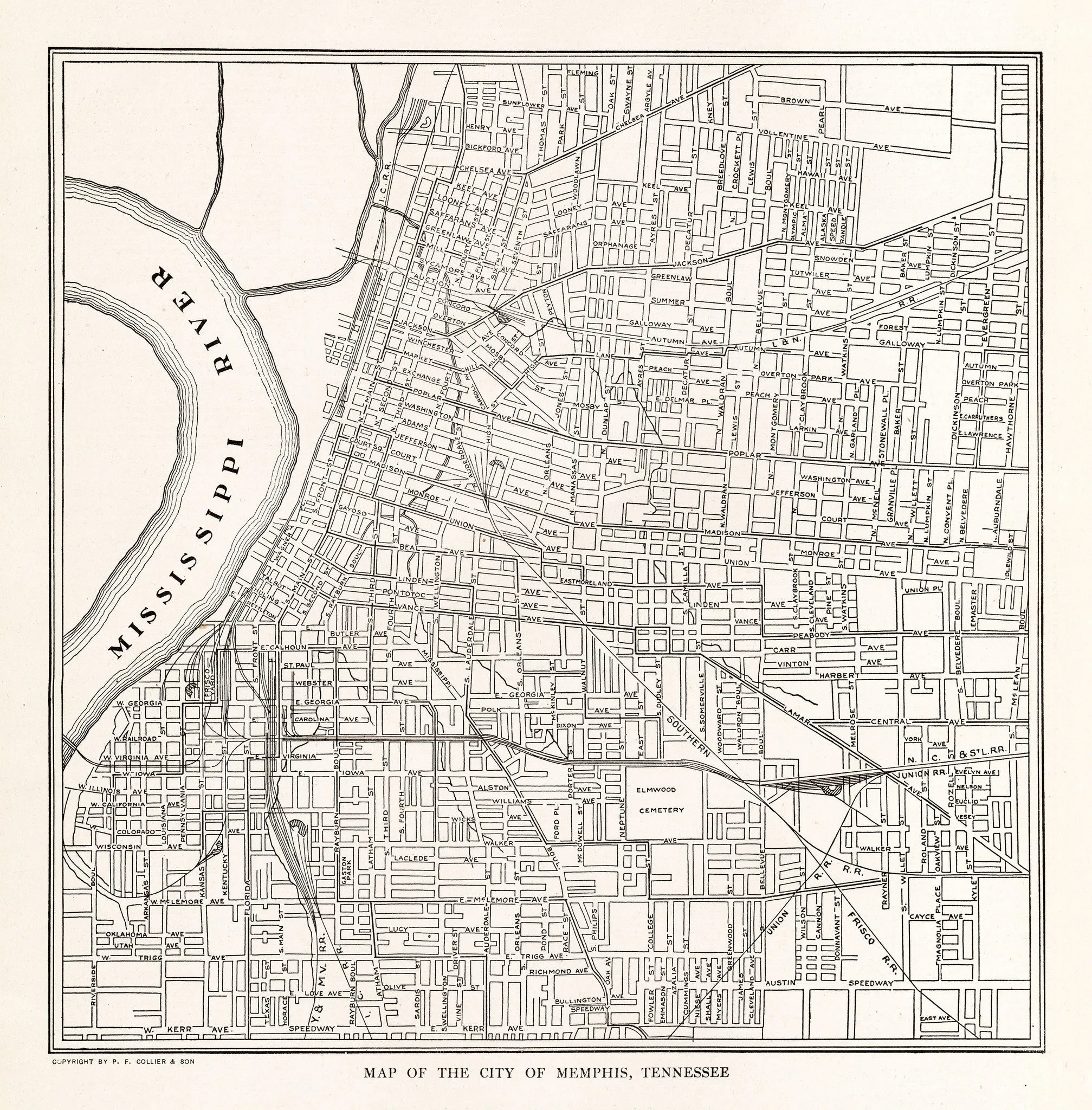 Map of The City of Memphis, Tennessee