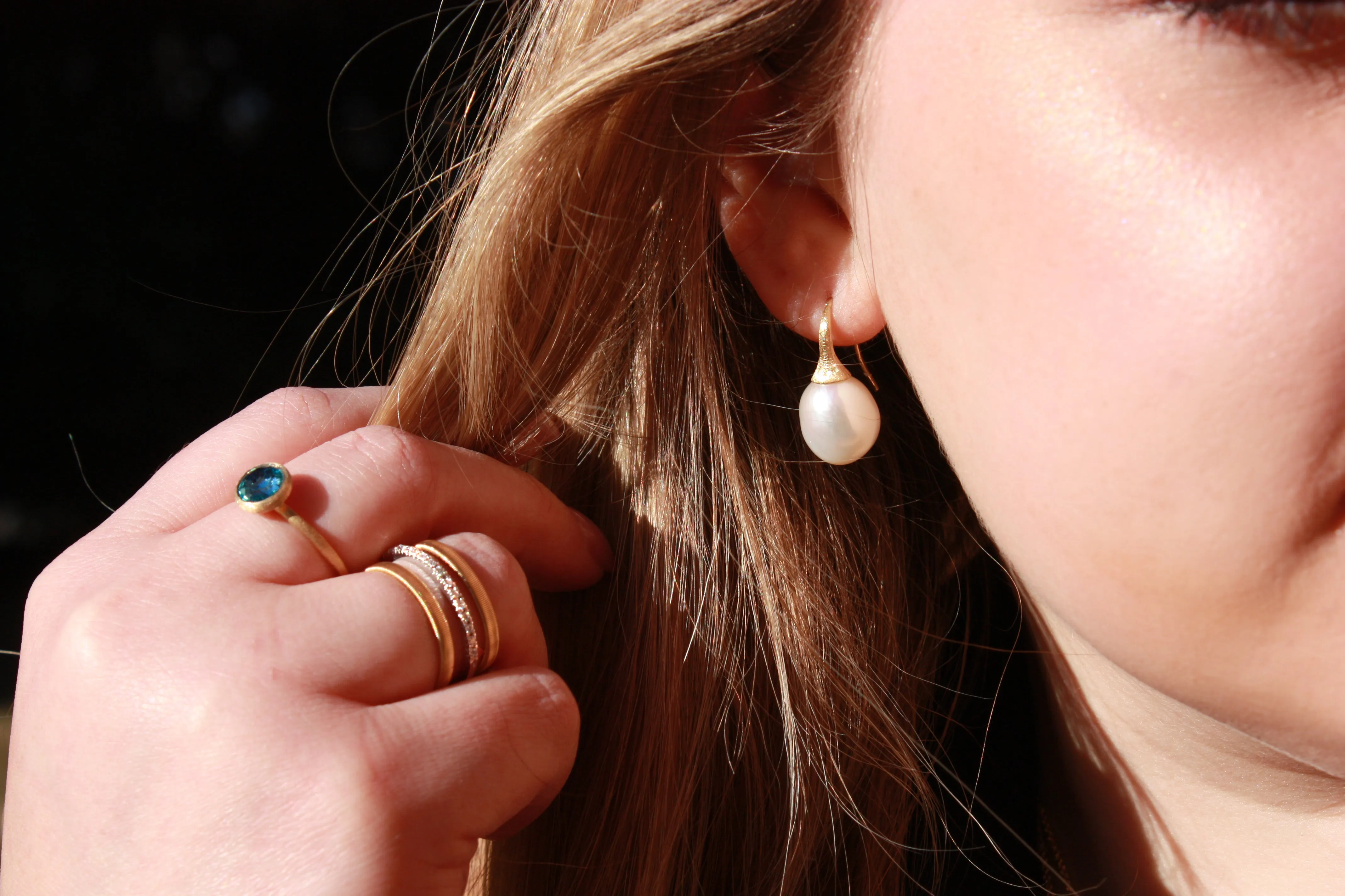 Marco Bicego Africa 18K Yellow Gold Baroque Pearl Drop Earrings