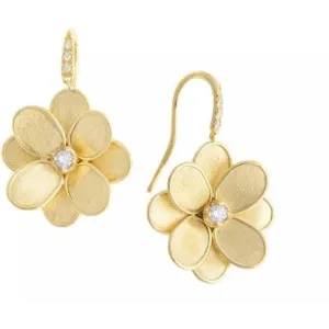 Marco Bicego Petali French Hook Diamond Flower Earrings