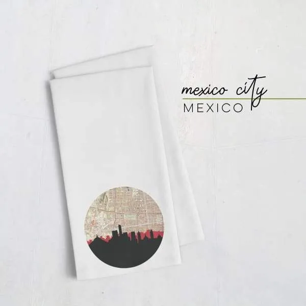 Mexico City, Mexico city skyline with vintage Mexico City map