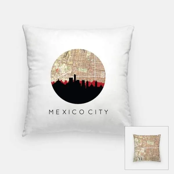 Mexico City, Mexico city skyline with vintage Mexico City map