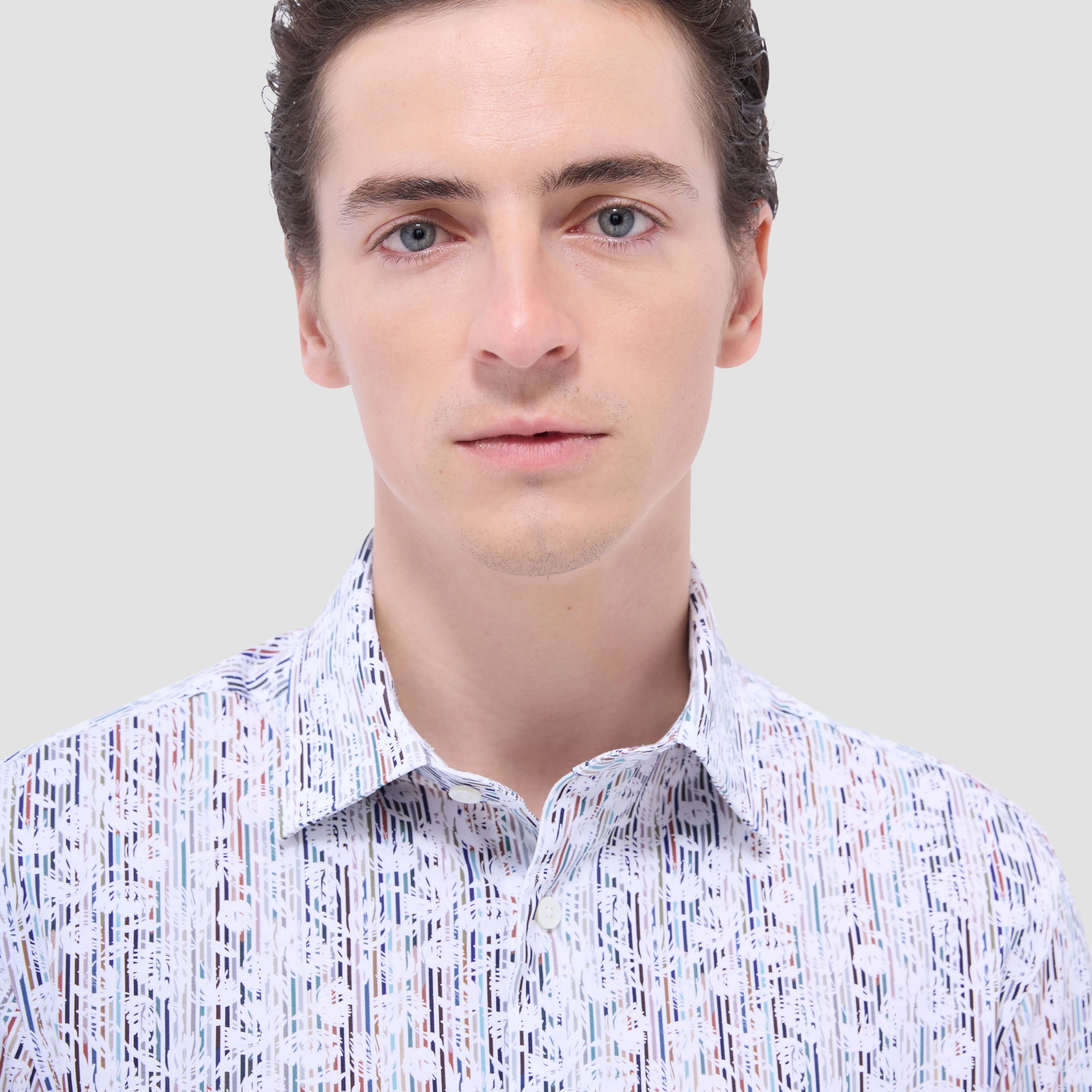 Miles Striped Floral OoohCotton Short-Sleeve Shirt