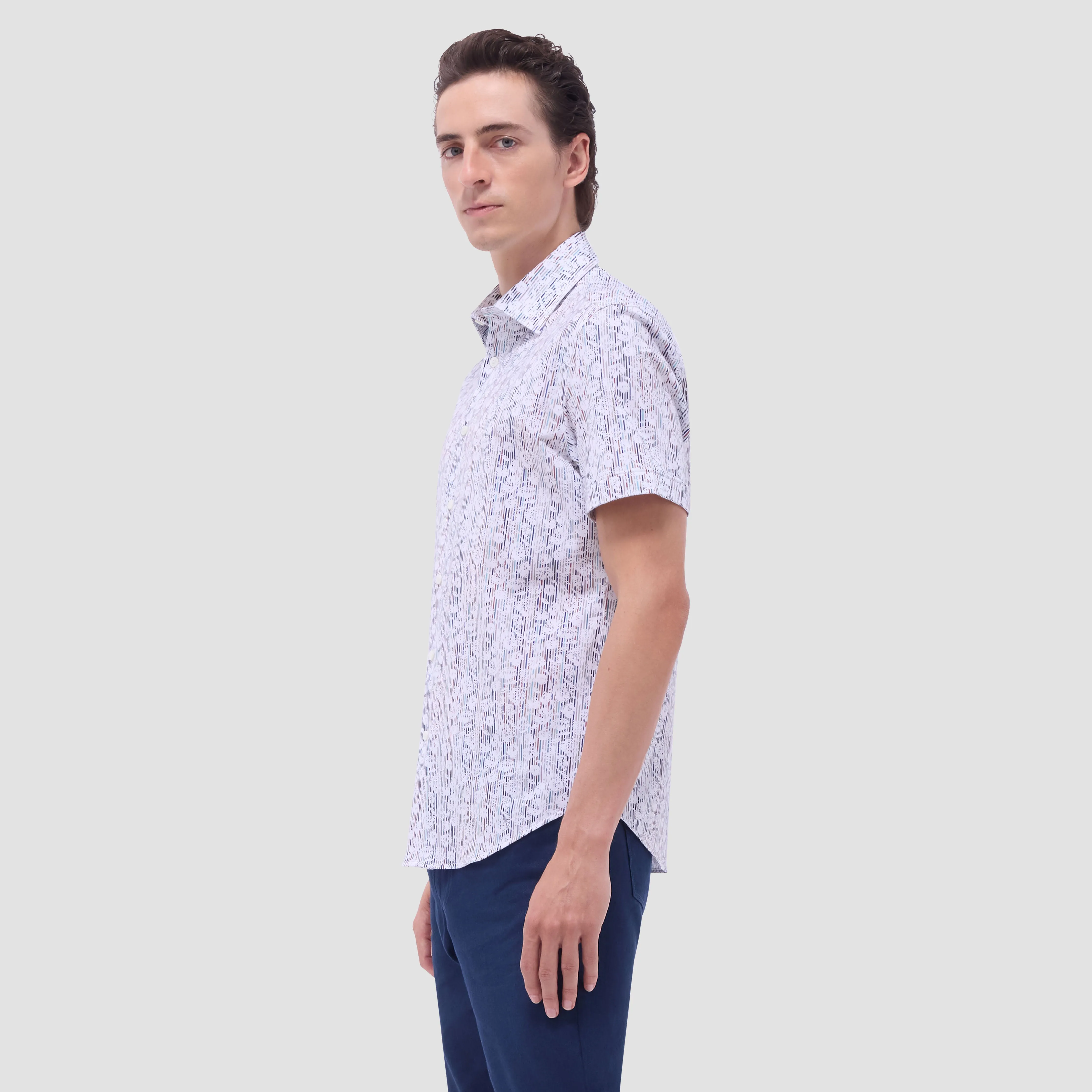Miles Striped Floral OoohCotton Short-Sleeve Shirt