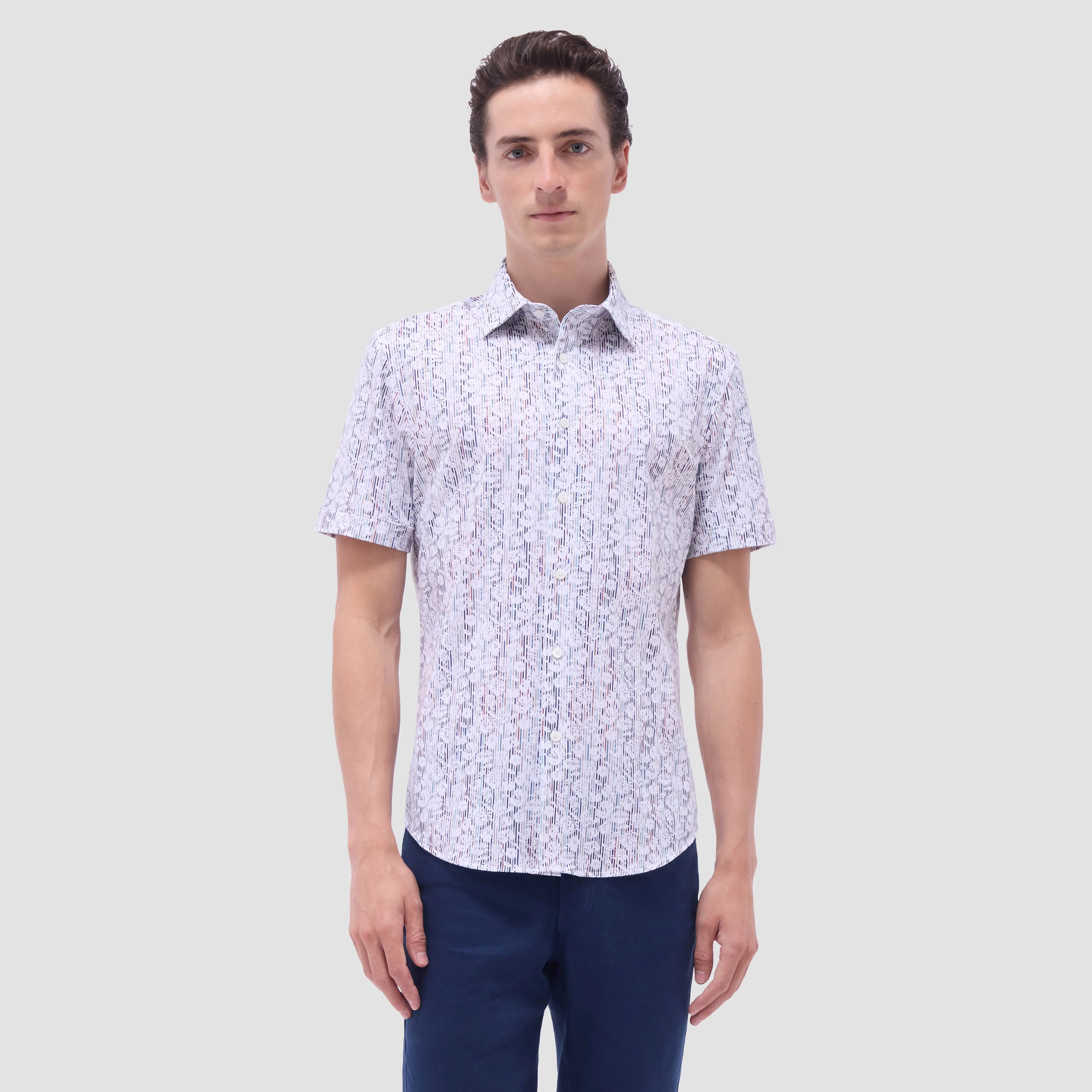 Miles Striped Floral OoohCotton Short-Sleeve Shirt