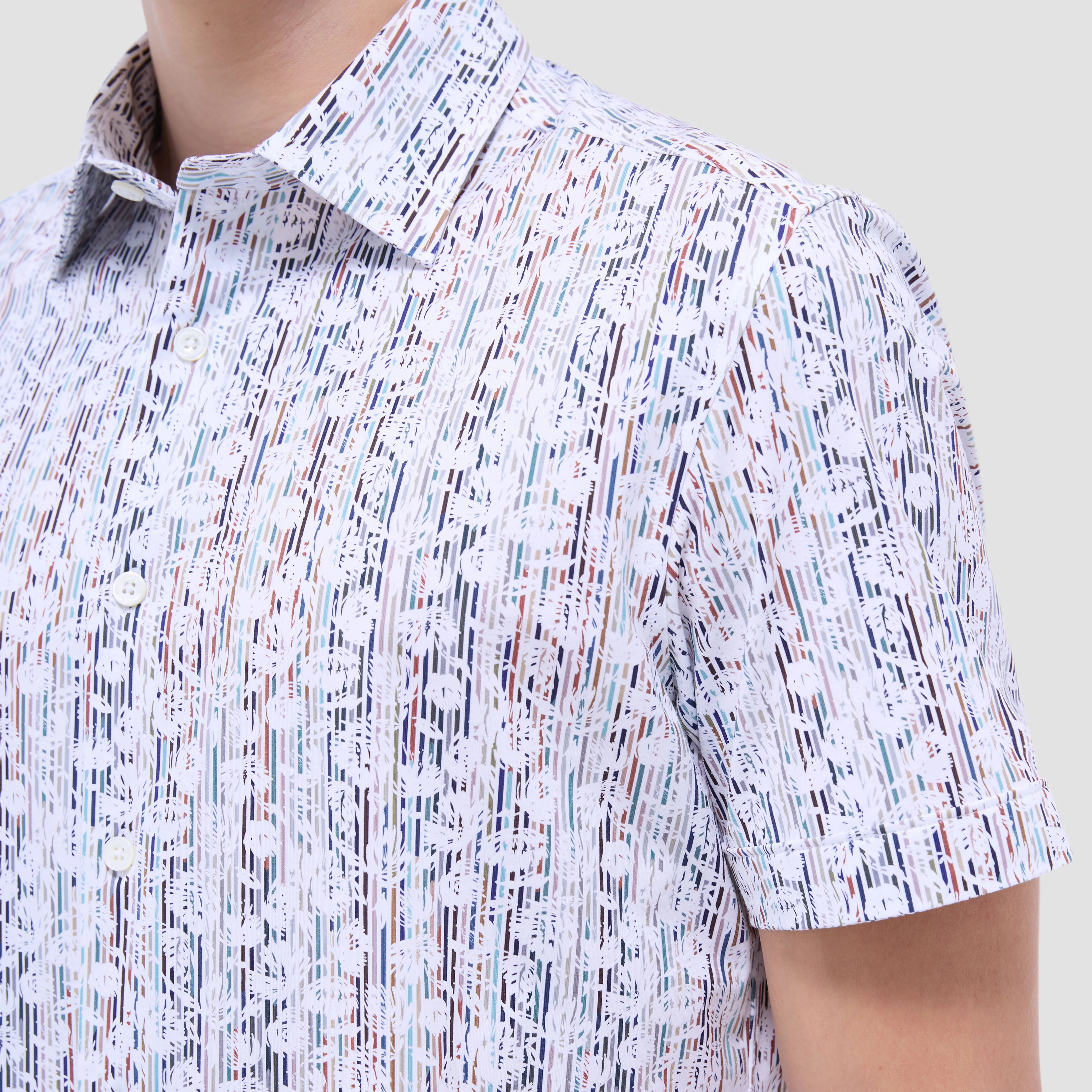 Miles Striped Floral OoohCotton Short-Sleeve Shirt